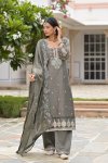 Grey Colour D 50135 By Zaveri Crush Satin Readymade Suits